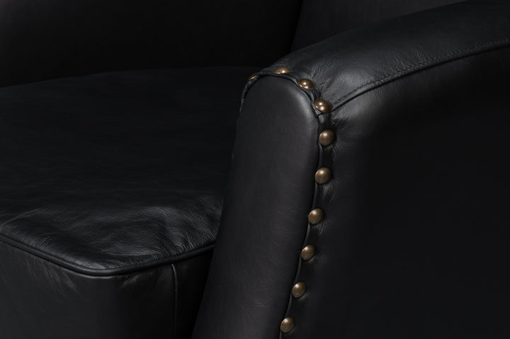 American Home Furniture | Sarreid - Taft Leather Swivel Chair - Onyx Black