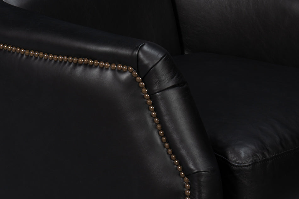 American Home Furniture | Sarreid - Baker Leather Swivel Chair - Onyx Black