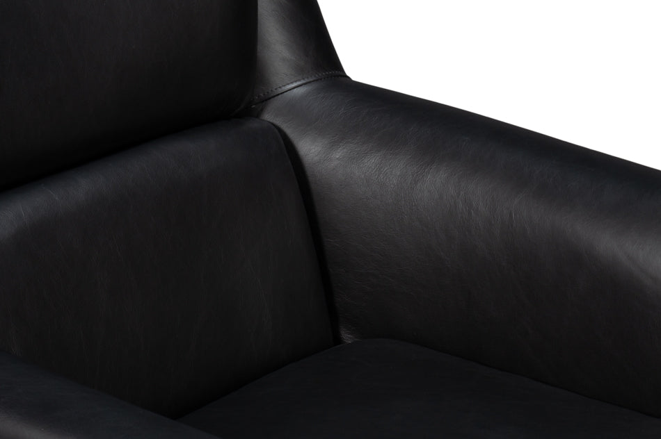 American Home Furniture | Sarreid - Baker Leather Swivel Chair - Onyx Black