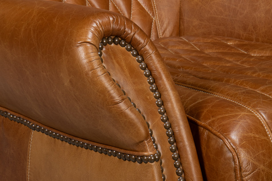 American Home Furniture | Sarreid - Bugatti Leather Swivel Chair - Cuba Brown