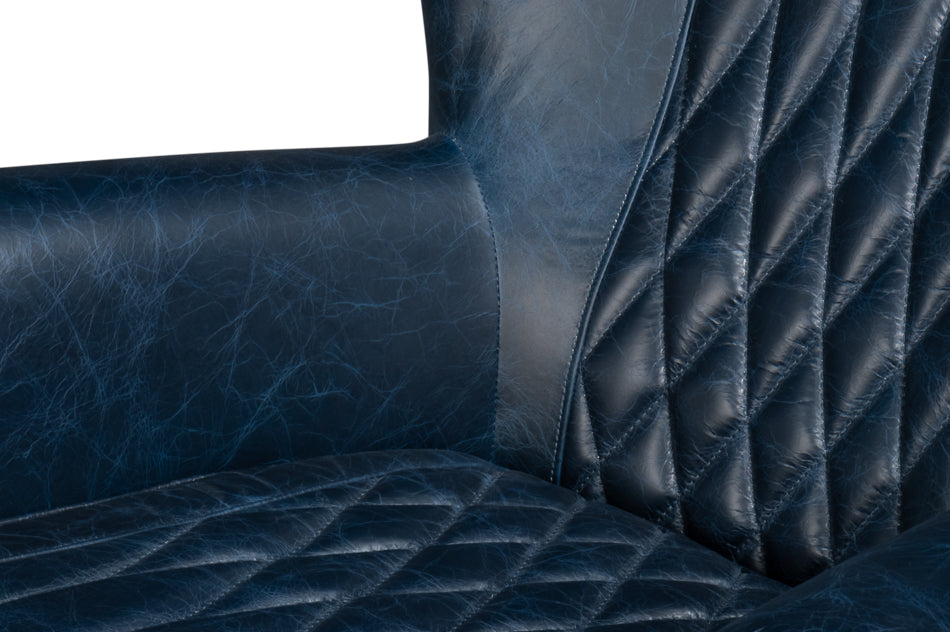 American Home Furniture | Sarreid - Bugatti Leather Swivel Chair - Blue