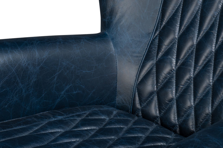 American Home Furniture | Sarreid - Bugatti Leather Swivel Chair - Blue