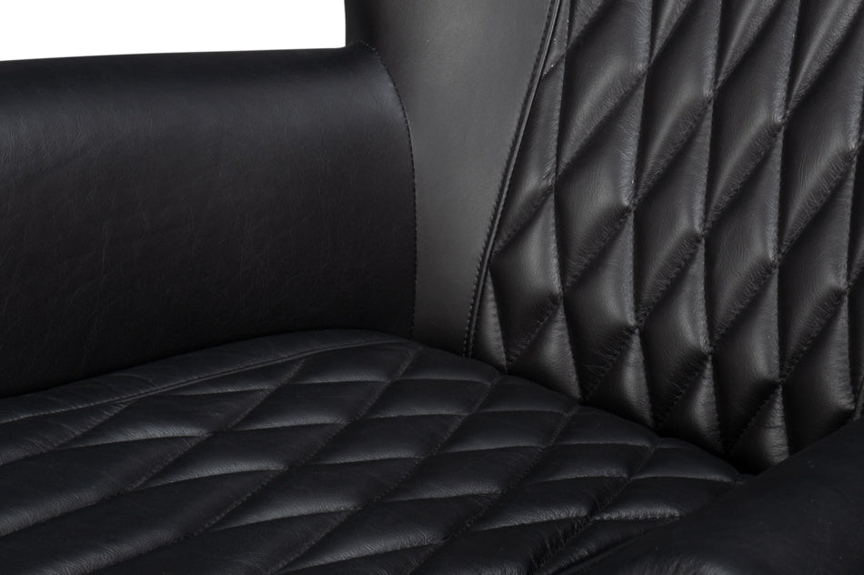 American Home Furniture | Sarreid - Bugatti Leather Swivel Chair Onyx Black 