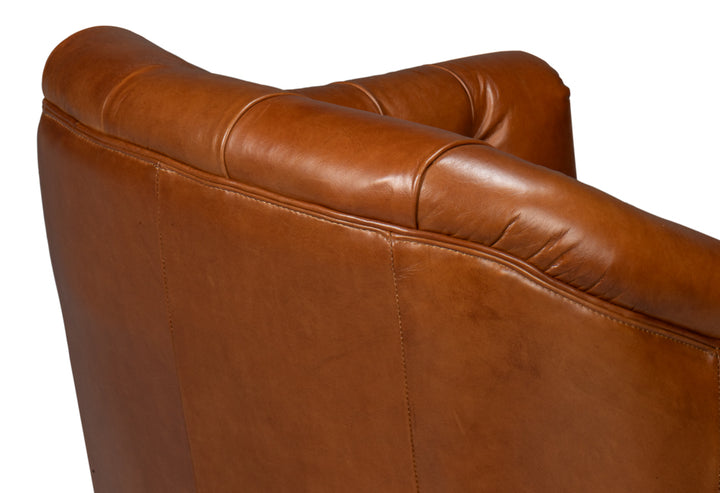 American Home Furniture | Sarreid - Coolidge Leather Swivel Chair Havana Brn
