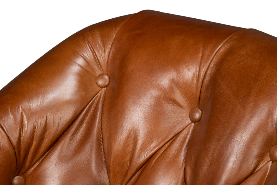 American Home Furniture | Sarreid - Coolidge Leather Swivel Chair Havana Brn