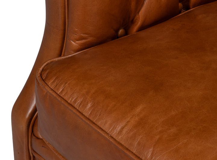 American Home Furniture | Sarreid - Coolidge Leather Swivel Chair Havana Brn