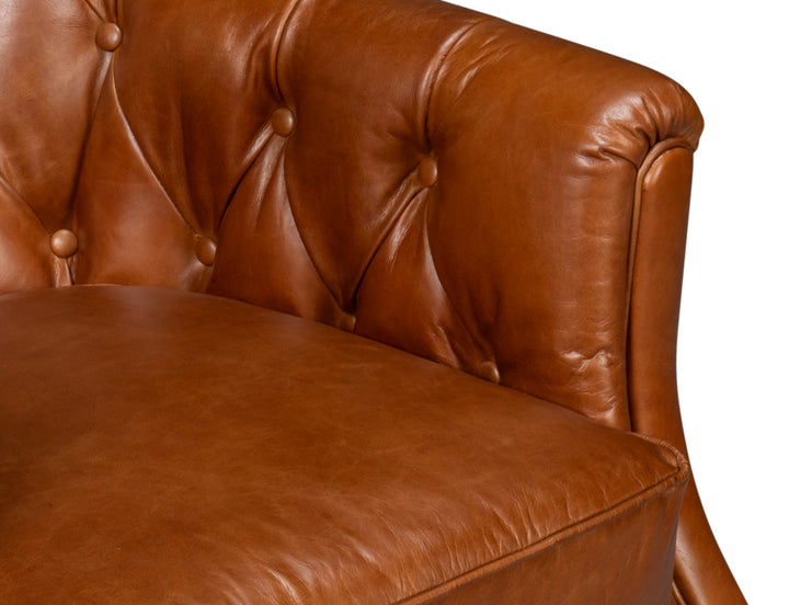 American Home Furniture | Sarreid - Coolidge Leather Swivel Chair Havana Brn