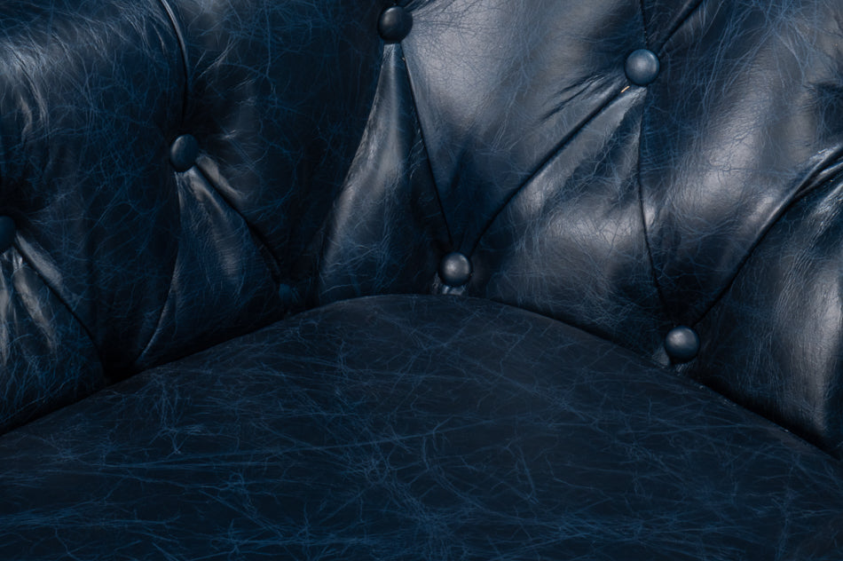 American Home Furniture | Sarreid - Coolidge Leather Swivel Chair - Blue