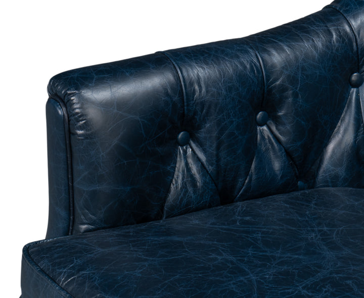 American Home Furniture | Sarreid - Coolidge Leather Swivel Chair - Blue