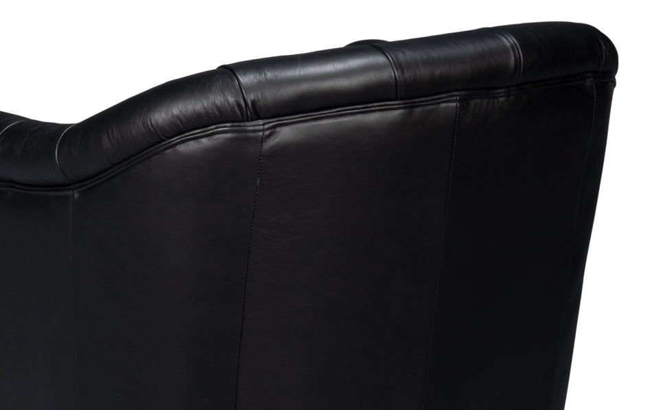 American Home Furniture | Sarreid - Coolidge Leather Swivel Chair - Black