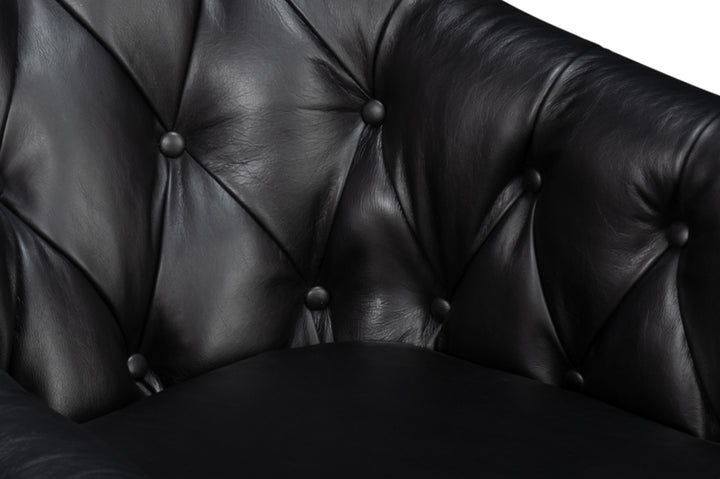 American Home Furniture | Sarreid - Coolidge Leather Swivel Chair - Black