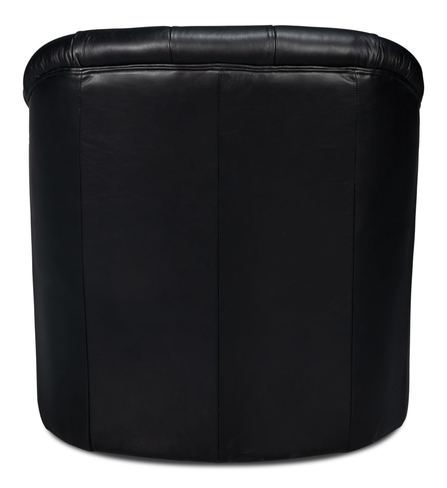 American Home Furniture | Sarreid - Coolidge Leather Swivel Chair - Black