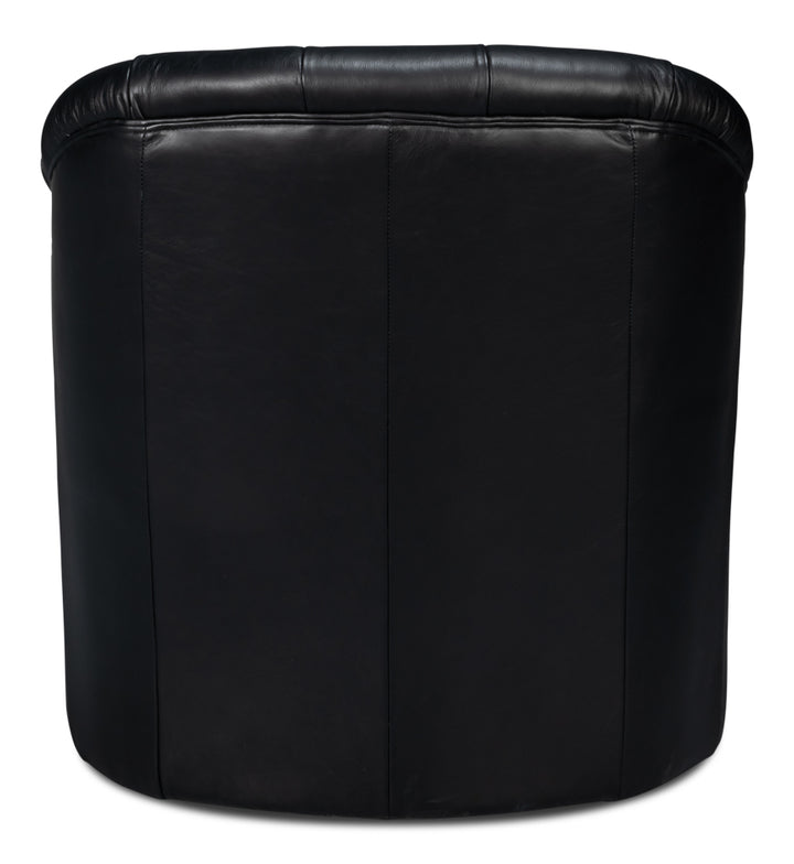 American Home Furniture | Sarreid - Coolidge Leather Swivel Chair - Black