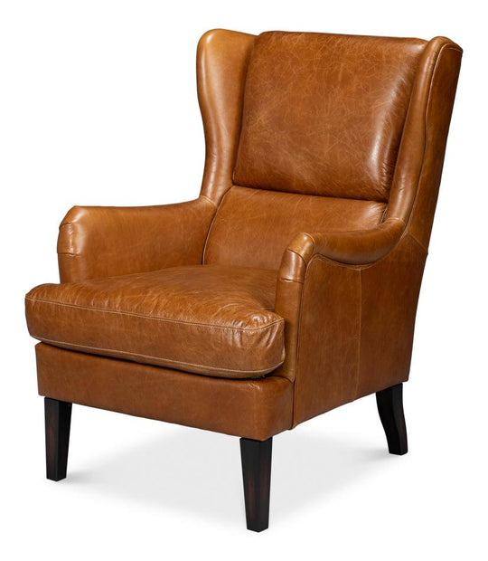Sarreid Elite Wing Lounge Chair - Cuba Brown ACCENT + LOUNGE CHAIRS