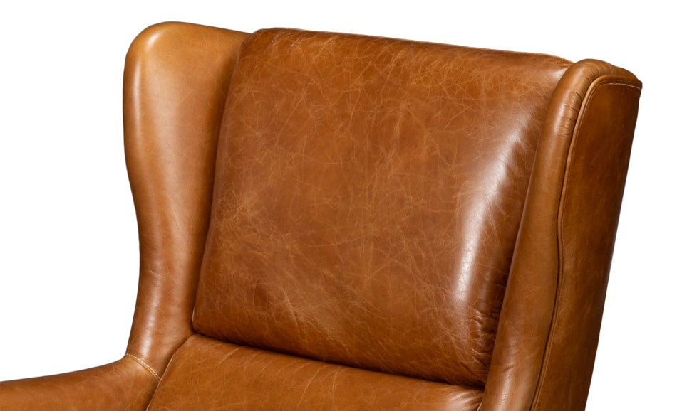 American Home Furniture | Sarreid - Elite Wing Lounge Chair - Cuba Brown