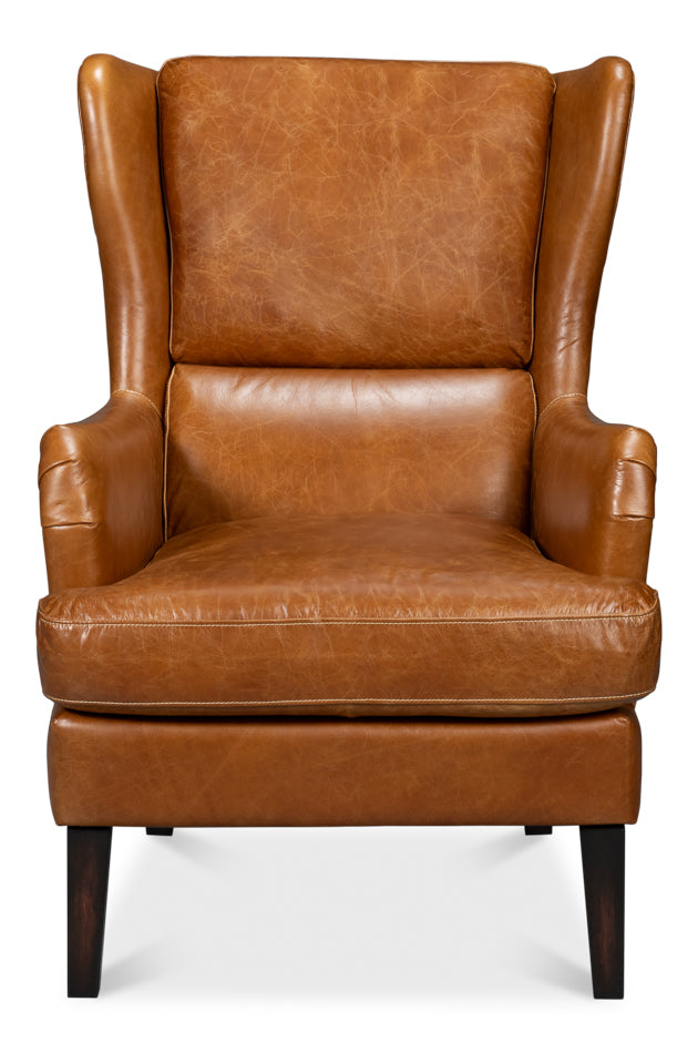 American Home Furniture | Sarreid - Elite Wing Lounge Chair - Cuba Brown