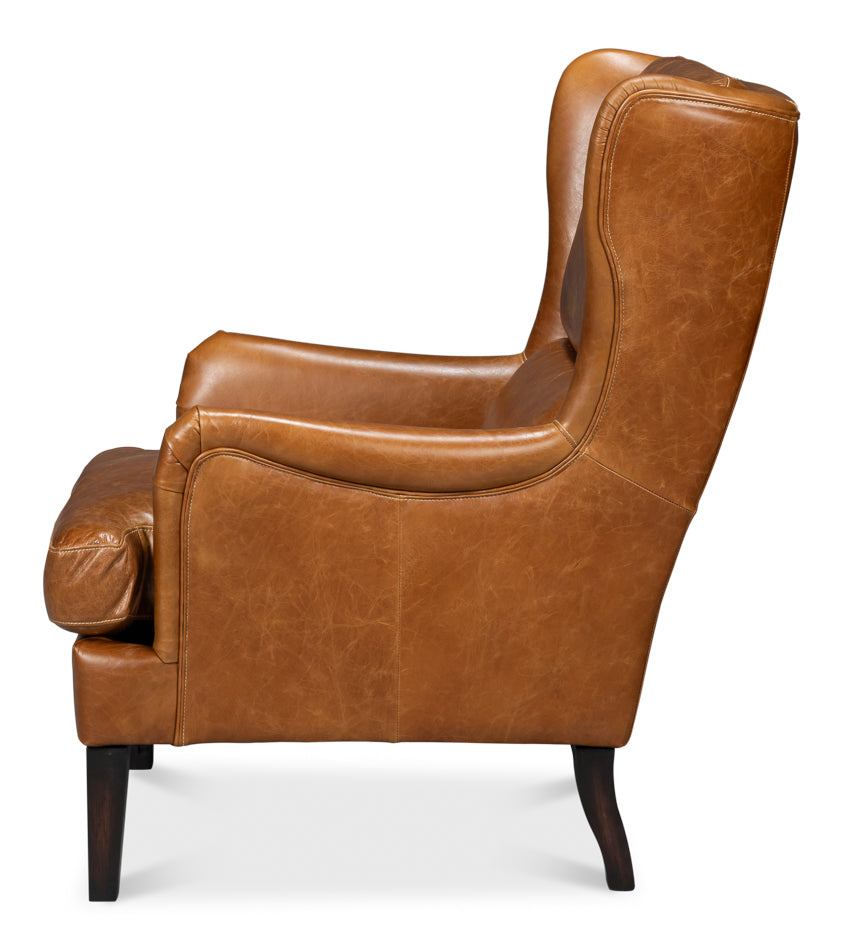 American Home Furniture | Sarreid - Elite Wing Lounge Chair - Cuba Brown