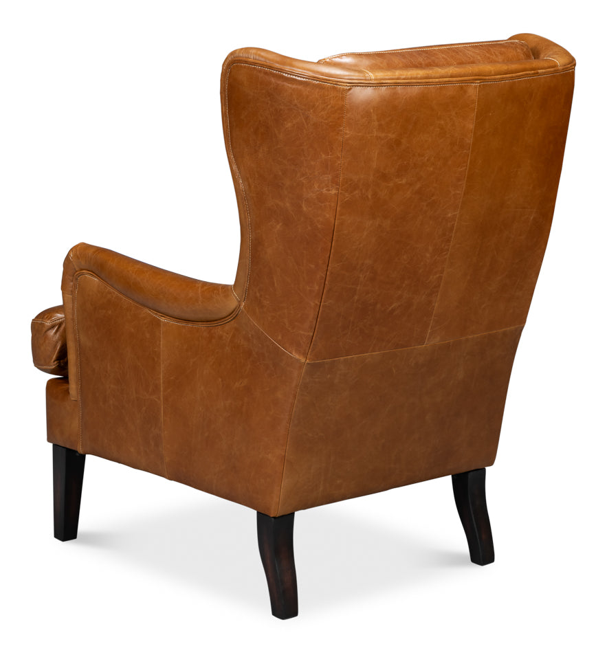 American Home Furniture | Sarreid - Elite Wing Lounge Chair - Cuba Brown