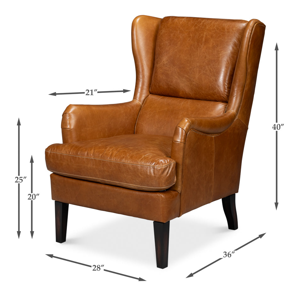 American Home Furniture | Sarreid - Elite Wing Lounge Chair - Cuba Brown