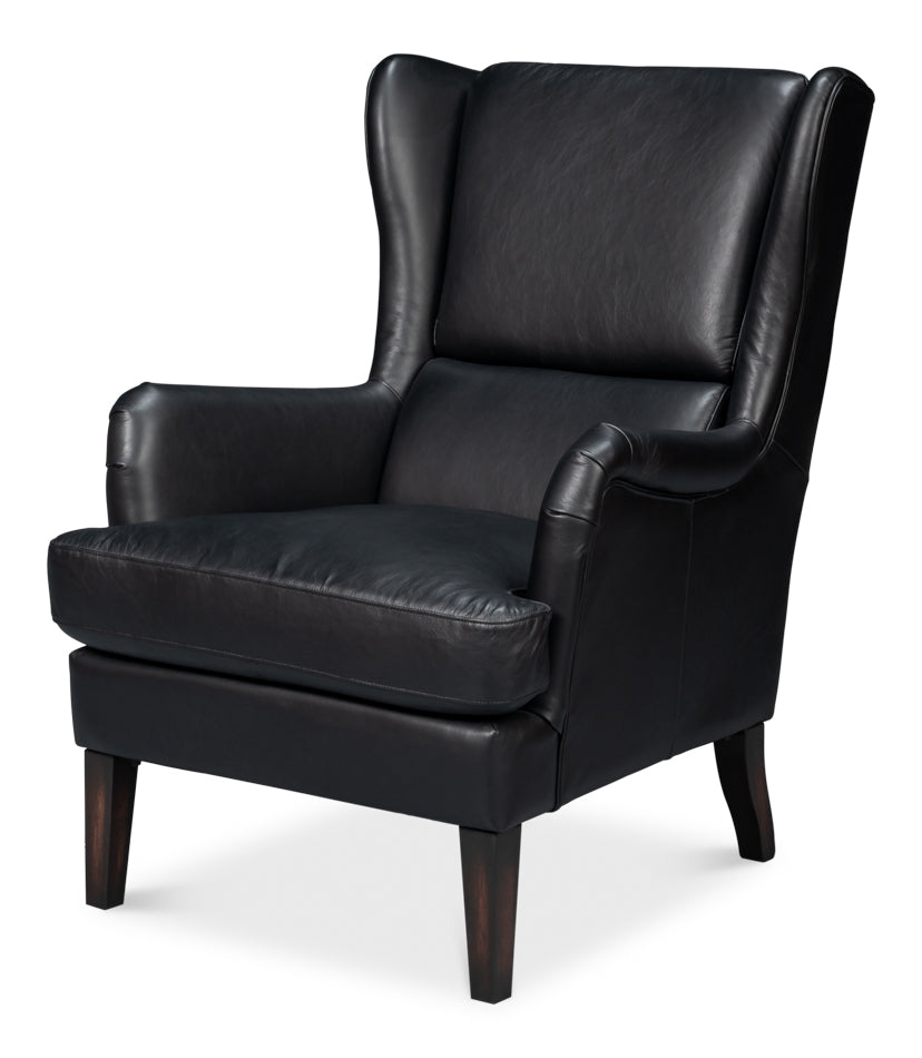 American Home Furniture | Sarreid - Elite Wing Lounge Chair - Onyx Black