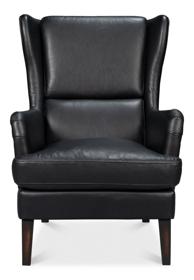 American Home Furniture | Sarreid - Elite Wing Lounge Chair - Onyx Black