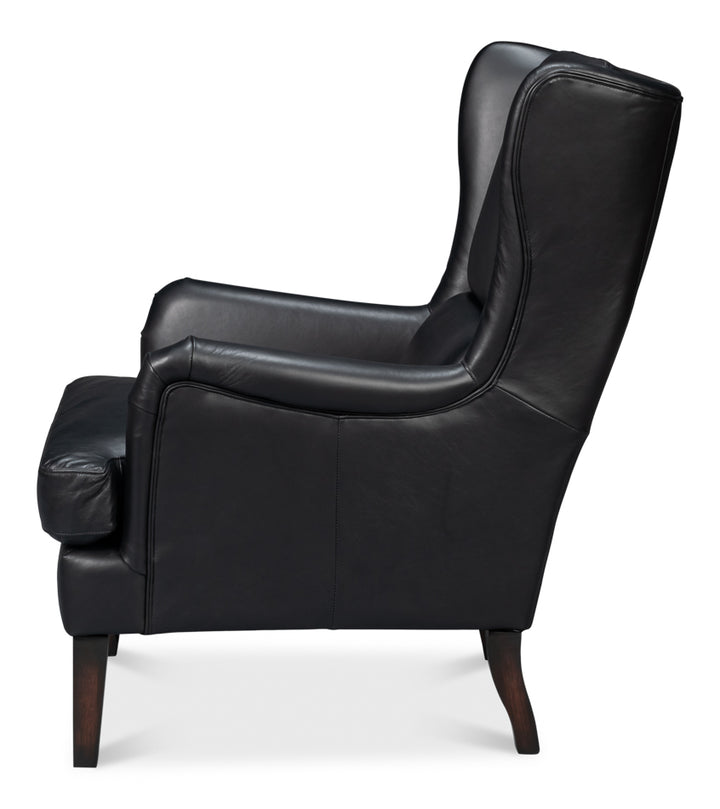 American Home Furniture | Sarreid - Elite Wing Lounge Chair - Onyx Black