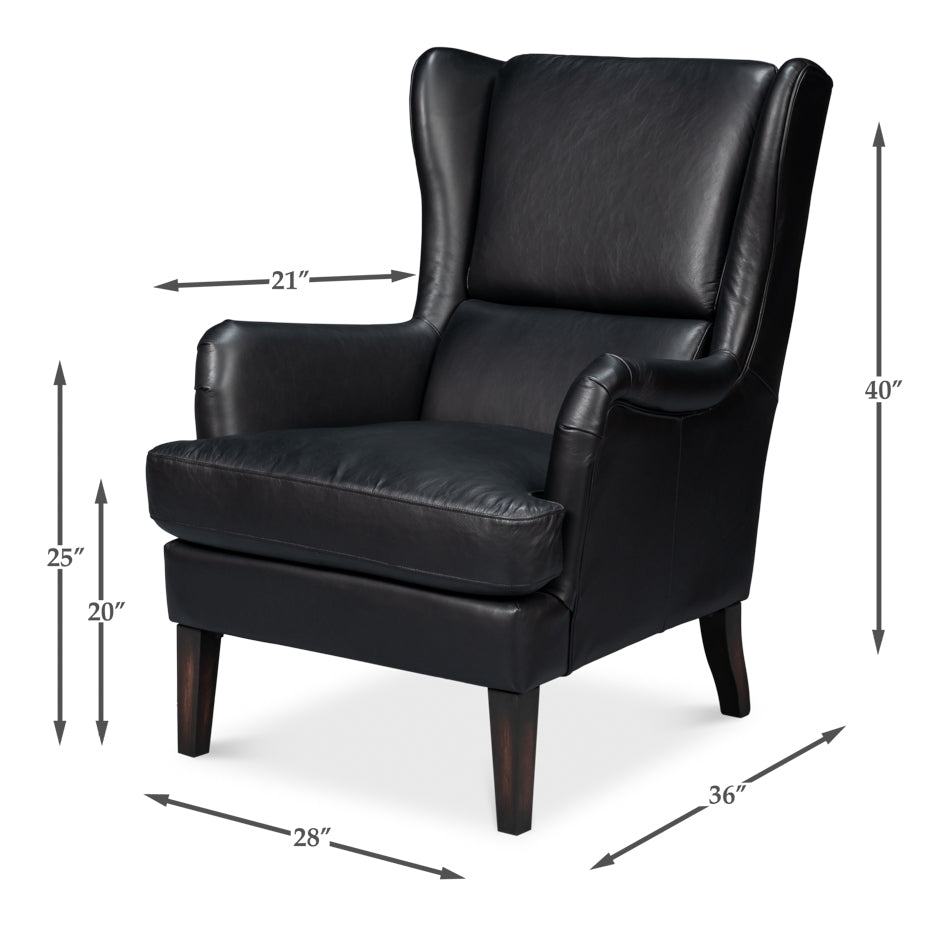 American Home Furniture | Sarreid - Elite Wing Lounge Chair - Onyx Black