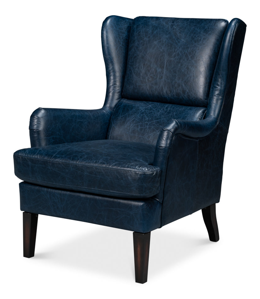 American Home Furniture | Sarreid - Elite Wing Lounge Chair - Chateau Blue