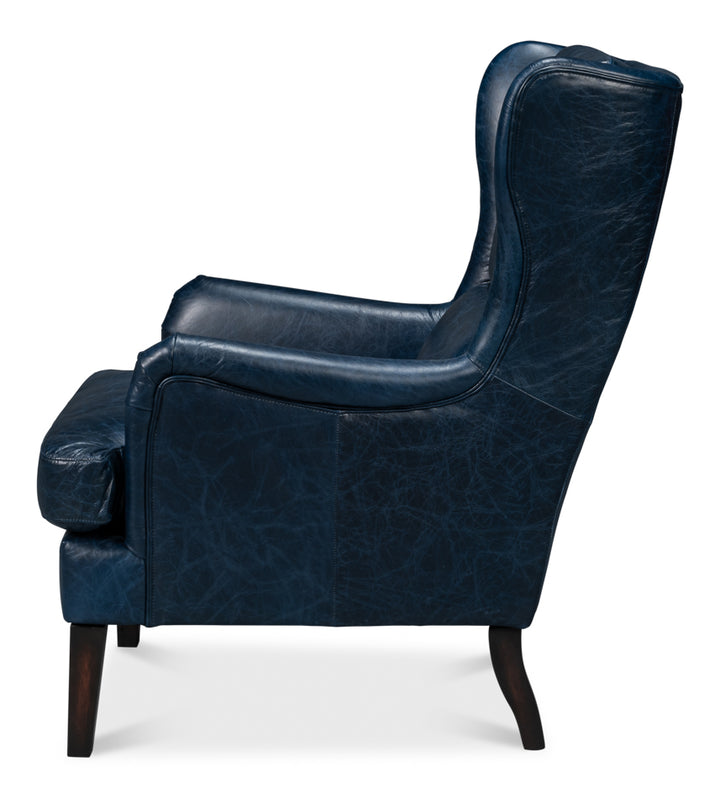 American Home Furniture | Sarreid - Elite Wing Lounge Chair - Chateau Blue