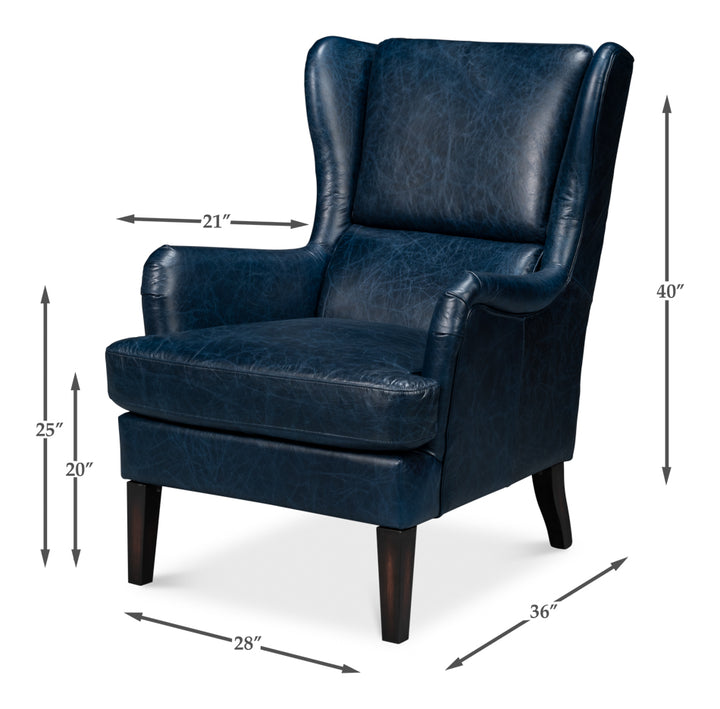 American Home Furniture | Sarreid - Elite Wing Lounge Chair - Chateau Blue