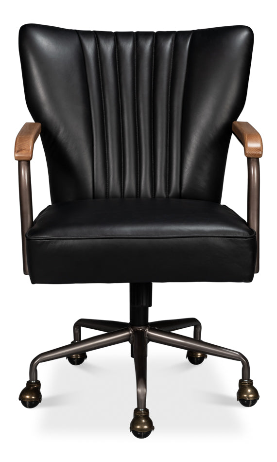 American Home Furniture | Sarreid - Brooks Swivel Chair - Onyx Black