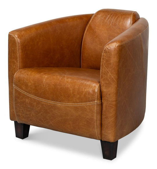 Sarreid Mandy Arm Chair - Cuba Brown ACCENT + LOUNGE CHAIRS