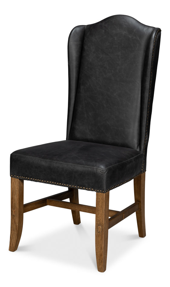 American Home Furniture | Sarreid - Mercado High Back Dining Chair - Black - Set of 2