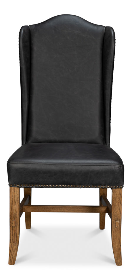 American Home Furniture | Sarreid - Mercado High Back Dining Chair - Black - Set of 2