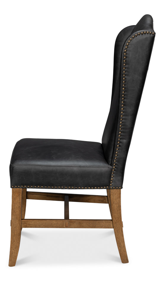 American Home Furniture | Sarreid - Mercado High Back Dining Chair - Black - Set of 2