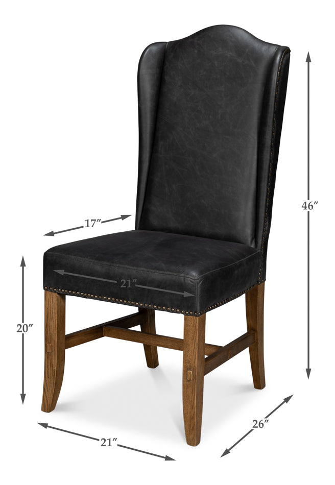 American Home Furniture | Sarreid - Mercado High Back Dining Chair - Black - Set of 2