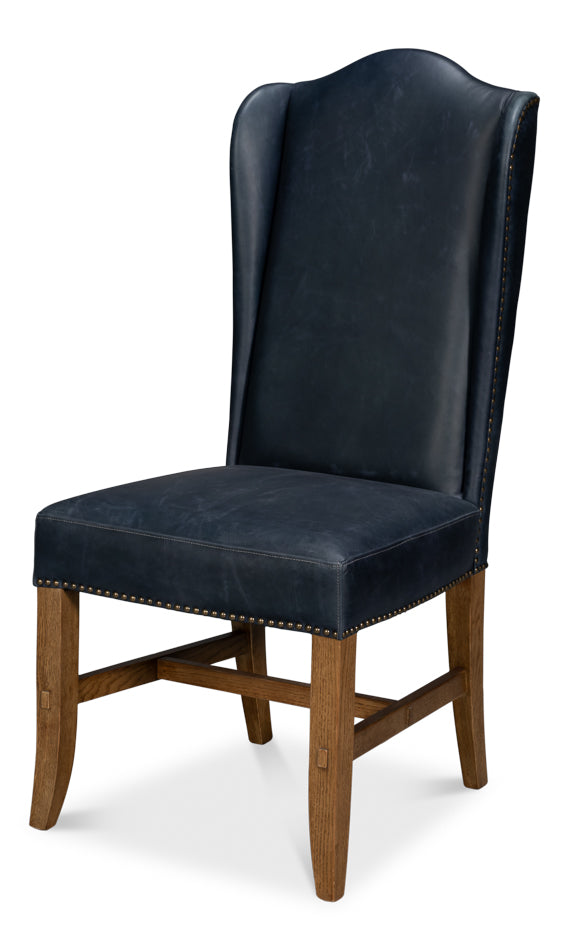 American Home Furniture | Sarreid - Mercado High Back Dining Chair Blue - Set of 2