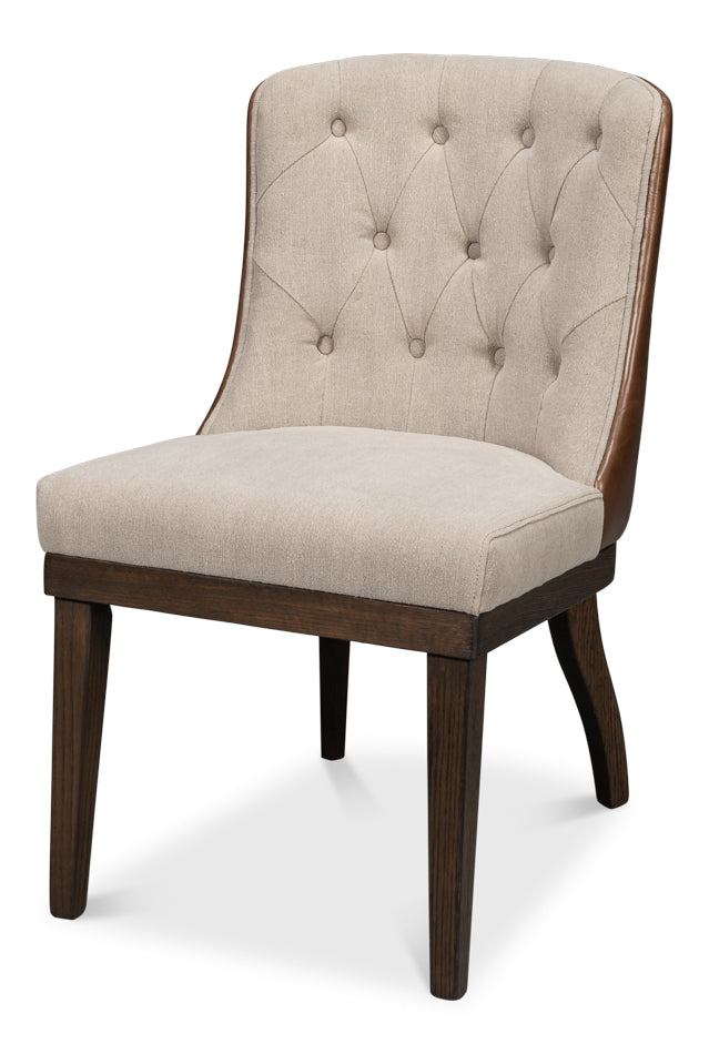 American Home Furniture | Sarreid - Lyra Side Chair - Fabric & Leather