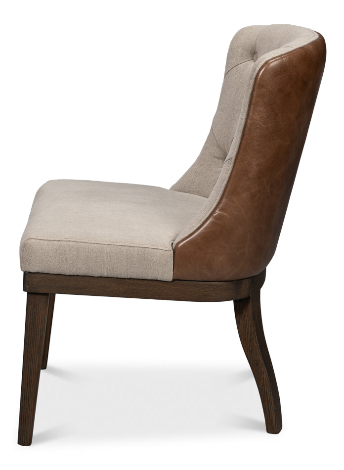 American Home Furniture | Sarreid - Lyra Side Chair - Fabric & Leather