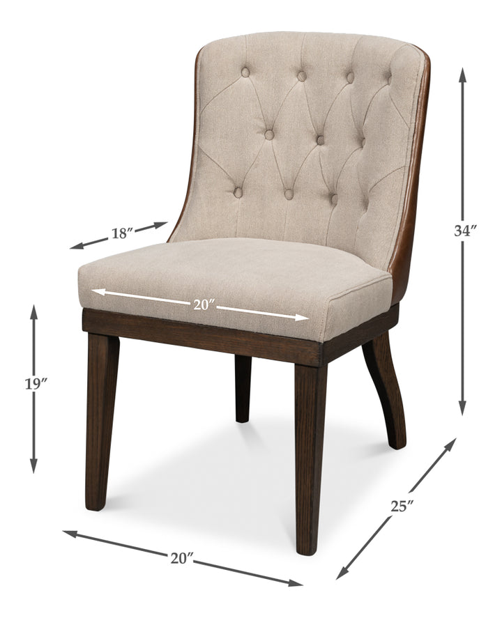 American Home Furniture | Sarreid - Lyra Side Chair - Fabric & Leather