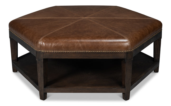 American Home Furniture | Sarreid - Bertram Ottoman - Leather