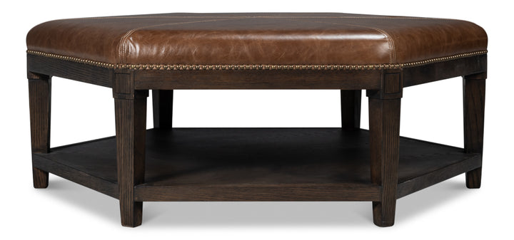 American Home Furniture | Sarreid - Bertram Ottoman - Leather