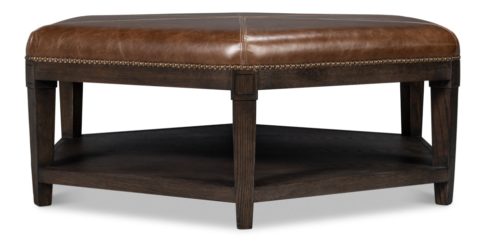 American Home Furniture | Sarreid - Bertram Ottoman - Leather