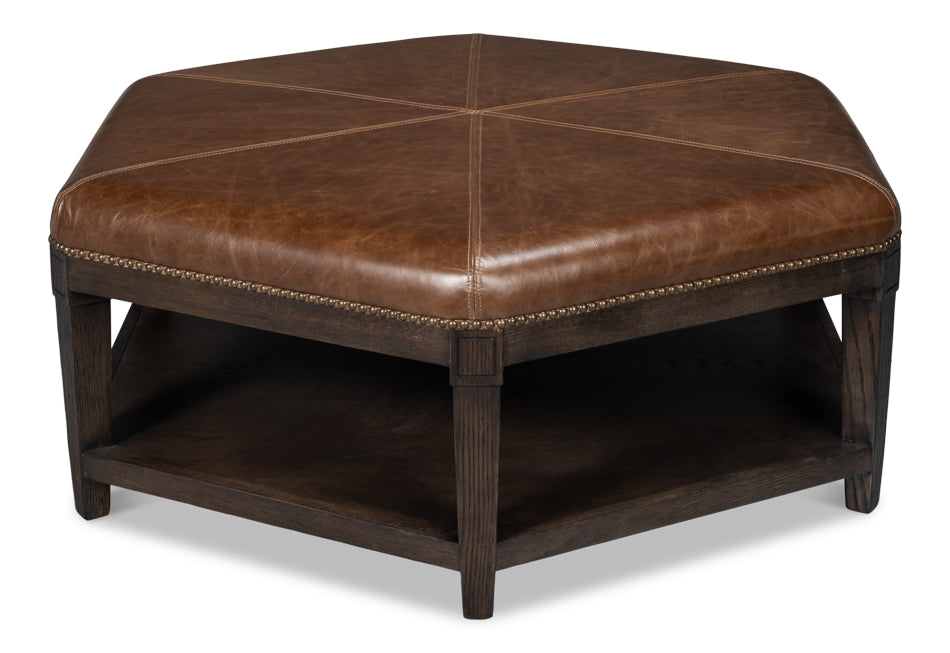 American Home Furniture | Sarreid - Bertram Ottoman - Leather