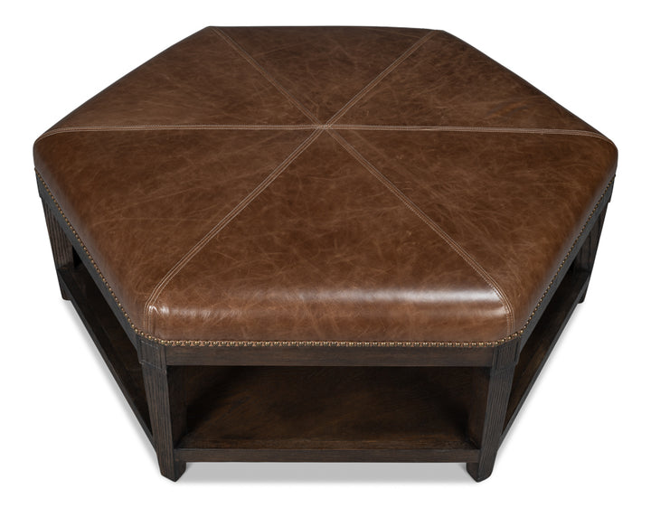 American Home Furniture | Sarreid - Bertram Ottoman - Leather