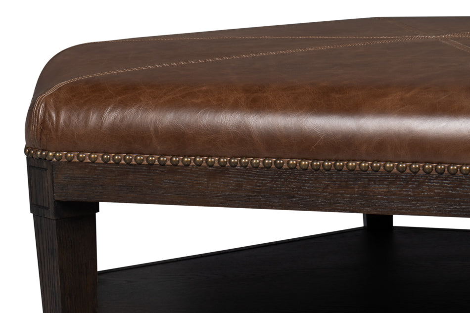 American Home Furniture | Sarreid - Bertram Ottoman - Leather