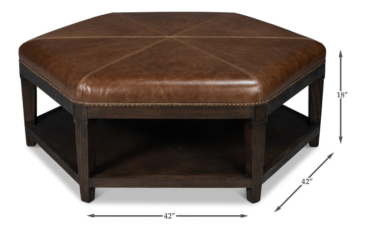 American Home Furniture | Sarreid - Bertram Ottoman - Leather