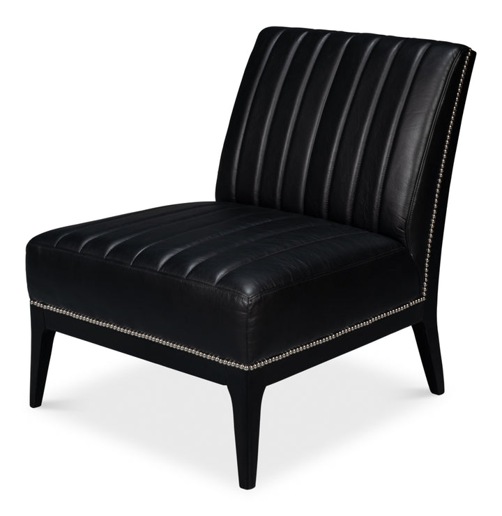 American Home Furniture | Sarreid - Agave Slipper Chair Distilled Lthr - Blk 