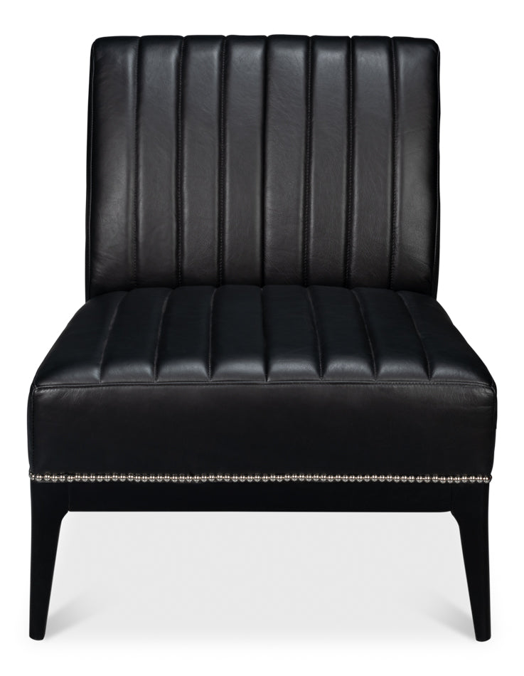 American Home Furniture | Sarreid - Agave Slipper Chair Distilled Lthr - Blk 