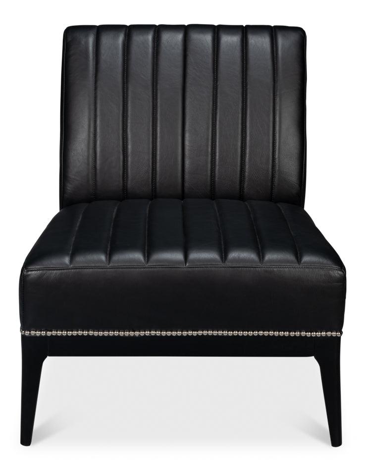 Sarreid Agave Slipper Chair Distilled Lthr - Blk ACCENT + LOUNGE CHAIRS